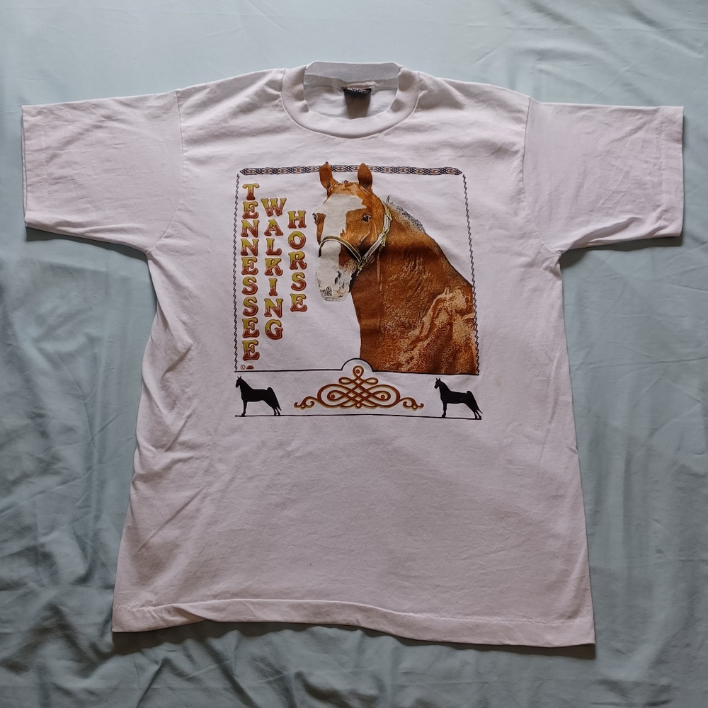 Vintage 1990s Tennessee Walking Horse Single Stitch White T-Shirt Adult M